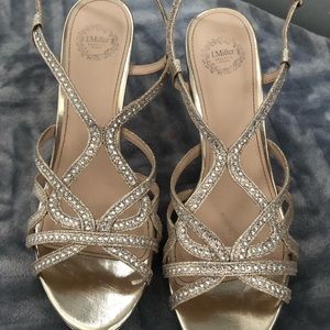 I.Miller Brand. Gold strappy heels. Worn once for a wedding reception.